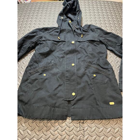 Abercrombie‎ water/wind resistant jacket dark gold buttons hooded womens S - Picture 2 of 9